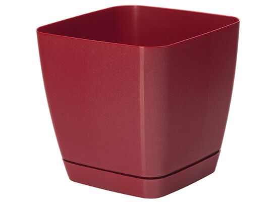 Doniczka TOSCANA 22 cm kwadratowa czerwony metaliczny