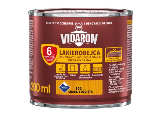 Lakierobejca Dekoracyjno-Ochronna Super Wydajna S03 Limba Złocista 0,2 l VIDARON