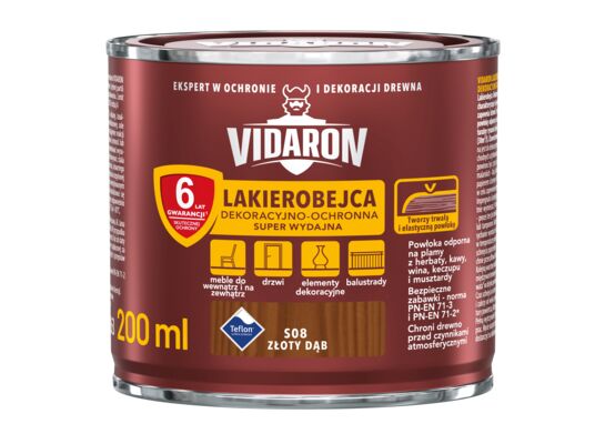 Lakierobejca Dekoracyjno-Ochronna Super Wydajna S08 Złoty Dąb 0,2 l VIDARON