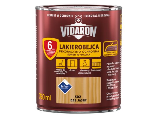 Lakierobejca Dekoracyjno-Ochronna Super Wydajna S02 Dąb Jasny 0,75 l VIDARON