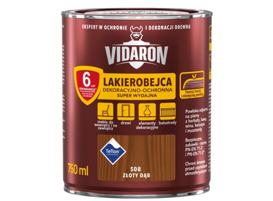 Lakierobejca Dekoracyjno-Ochronna Super Wydajna S08 Złoty Dąb 0,75 l VIDARON