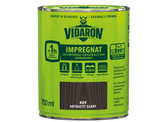 Impregnat Ochronno-Dekoracyjny Ogrodowy R09 antracyt szary 0,7l VIDARON