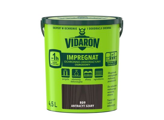 Impregnat Ochronno-Dekoracyjny Ogrodowy R09 antracyt szary 4,5l VIDARON