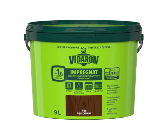 Impregnat Ochronno-Dekoracyjny Ogrodowy R06 Dąb Ciemny 9l VIDARON