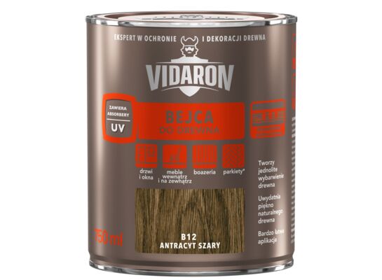 Bejca do drewna Antracyt Szary B12 0,75 l VIDARON