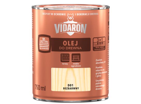 Olej do drewna bezbarwny D01 0,75 l VIDARON