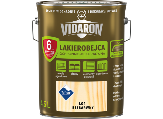 Lakierobejca Ochronno-Dekoracyjna Bezbarwny L01 4,5 l VIDARON