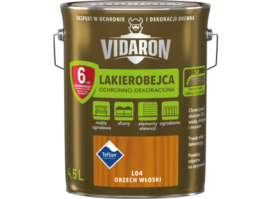 Lakierobejca Ochronno-Dekoracyjna Orzech Włoski L04 4,5 l VIDARON