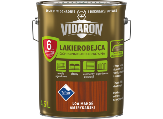 Lakierobejca Ochronno-Dekoracyjna Mahoń Amerykański L06 4,5 l VIDARON