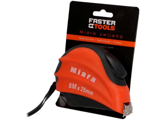 Miara zwijana z magnesem 8 m x 25 mm FASTER TOOLS