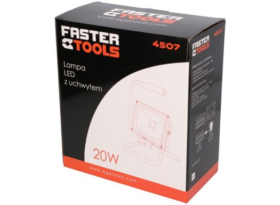 Lampa LED z uchwytem 20 W 1600 Lm FASTER TOOLS