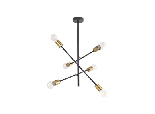 Lampka wisząca Lanny LED E-27 6x60 W czarny, złoty