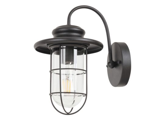 Kinkiet zewnętrzny Pavia E27 1x60W czarny mat, przeźroczyste szkło