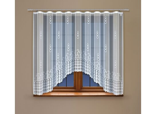 Firanka żakardowa odpasowana z wszytą taśmą marszczącą 160 x 300 cm