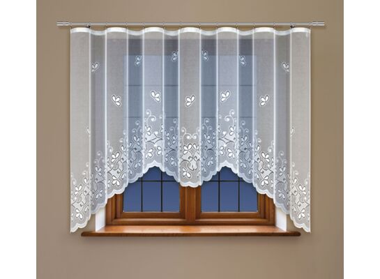 Firanka żakardowa odpasowana z wszytą taśmą marszczącą 160 x 300 cm