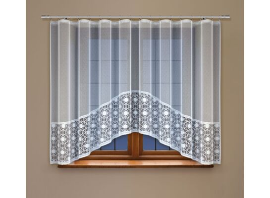 Firanka żakardowa odpasowana z wszytą taśmą marszczącą 160 x 300 cm