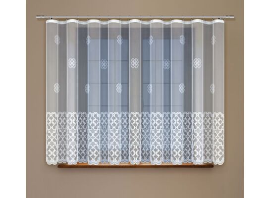 Firanka żakardowa odpasowana z wszytą taśmą marszczącą 160 x 300 cm