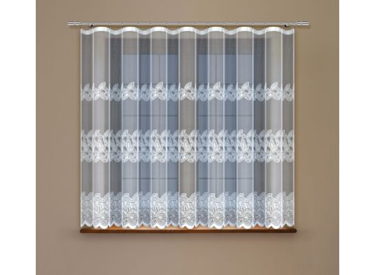 Firanka żakardowa odpasowana z wszytą taśmą marszczącą 160 x 300 cm