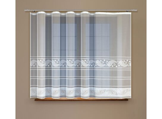 Firanka żakardowa odpasowana z wszytą taśmą marszczącą 160 x 300 cm