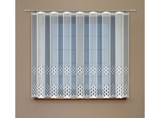 Firanka żakardowa odpasowana z wszytą taśmą marszczącą 160 x 300 cm