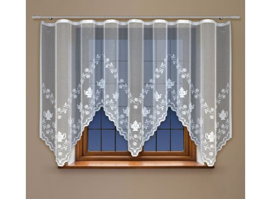 Firanka żakardowa odpasowana z wszytą taśmą marszczącą 150 x 300 cm