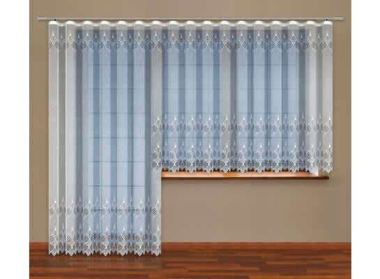 Firanka żakardowa odpasowana z wszytą taśmą marszczącą 250 x 200 cm