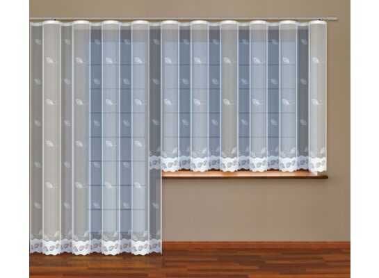 Firanka żakardowa odpasowana z wszytą taśmą marszczącą 150 x 300 cm