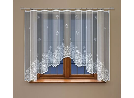 Firanka żakardowa odpasowana z wszytą taśmą marszczącą 160 x 300 cm