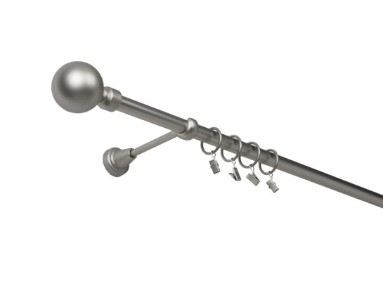 Karnisz metalowy 160 cm pojedynczy chrom mat Kula 19 mm