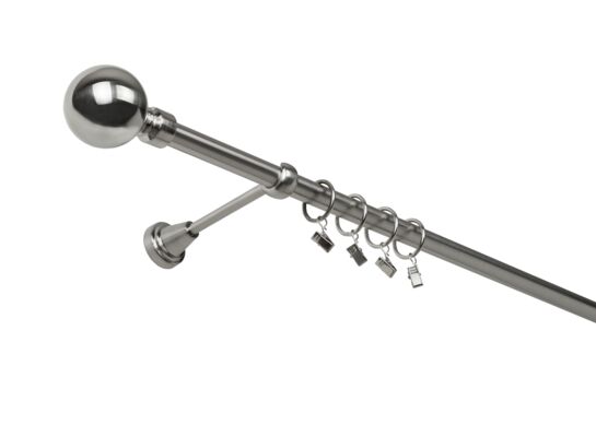 Karnisz metalowy 160 cm pojedynczy efekt stali Kula 19 mm