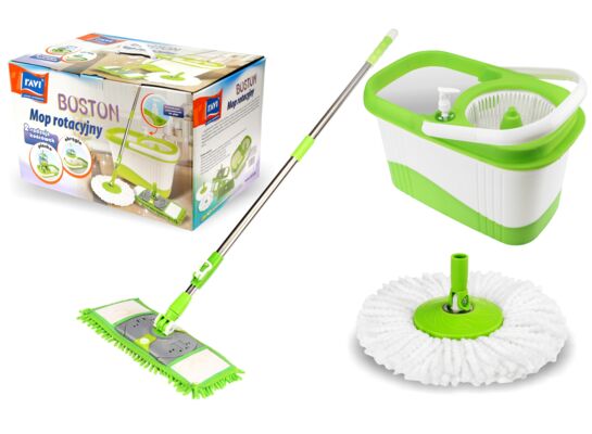 Mop rotacyjny BOSTON zestaw (2 rodzaje końcówek: płaska i okrągła)