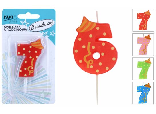 Świeczka urodzinowa Cyferka 6 Broadway