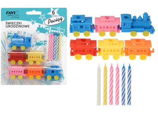 Świeczki urodzinowe 6 szt. + POCIĄG