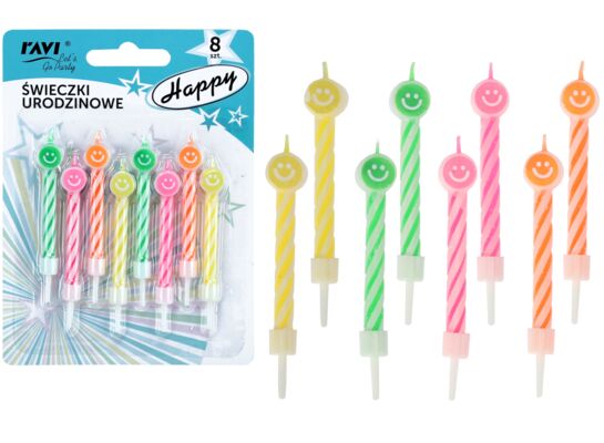 Świeczki urodzinowe 8 szt. HAPPY