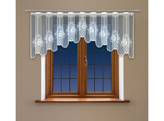 Firanka żakardowa odpasowana z wszytą taśmą marszczącą 90 x 300 cm