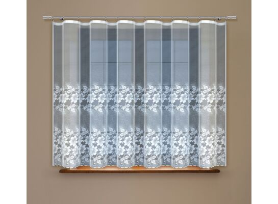 Firanka żakardowa odpasowana z wszytą taśmą marszczącą 160 x 300 cm