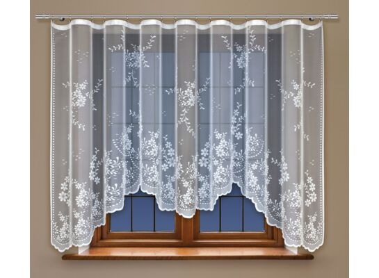 Firanka żakardowa odpasowana z wszytą taśmą marszczącą  160 x 300 cm