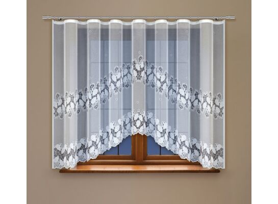 Firanka żakardowa odpasowana z wszytą taśmą marszczącą  160 x 300 cm