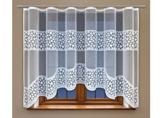 Firanka żakardowa odpasowana z wszytą taśmą marszczącą  160 x 300 cm