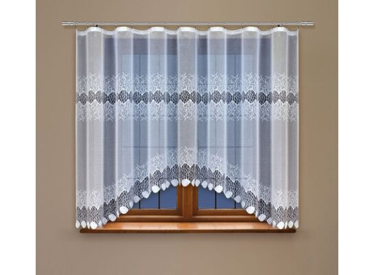 Firanka żakardowa odpasowana z wszytą taśmą marszczącą 160 x 300 cm