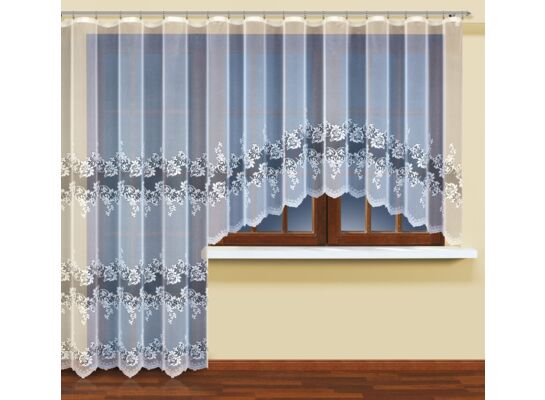 Firanka żakardowa odpasowana z wszytą taśmą marszczącą  250 x 200 cm