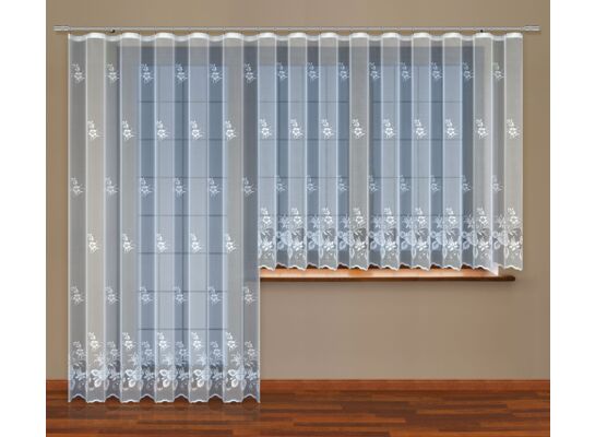 Firanka żakardowa odpasowana z wszytą taśmą marszczącą  250 x 200 cm