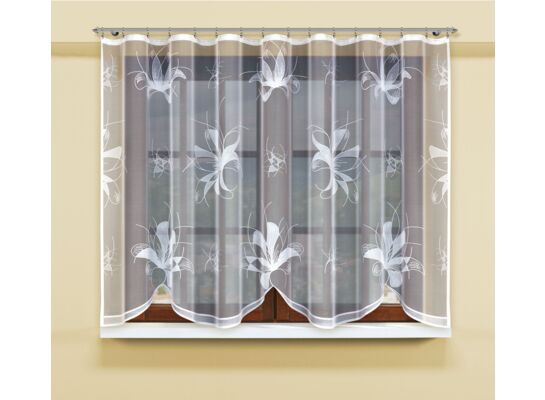 Firanka żakardowa odpasowana z wszytą taśmą marszczącą  160 x 300 cm