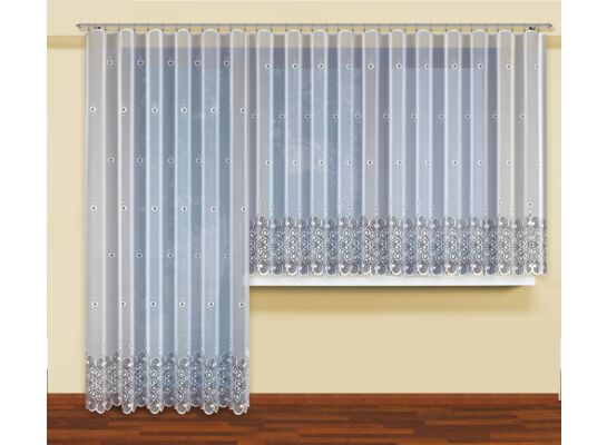 Firanka żakardowa odpasowana z wszytą taśmą marszczącą  250 x 200 cm