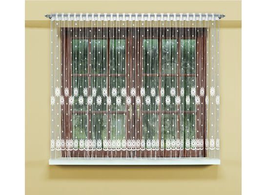 Firanka żakardowa odpasowana z wszytą taśmą marszczącą  160 x 300 cm