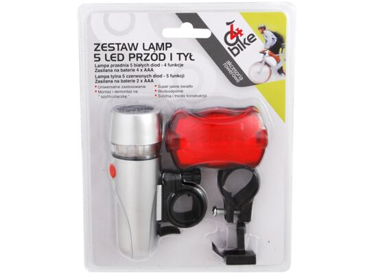 Zestaw lamp rowerowych 5LED przód+tył 4bike