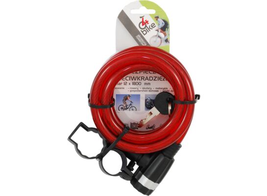 Zabezpieczenie rowerowe spirala 1800x12+uchwyt 4bike