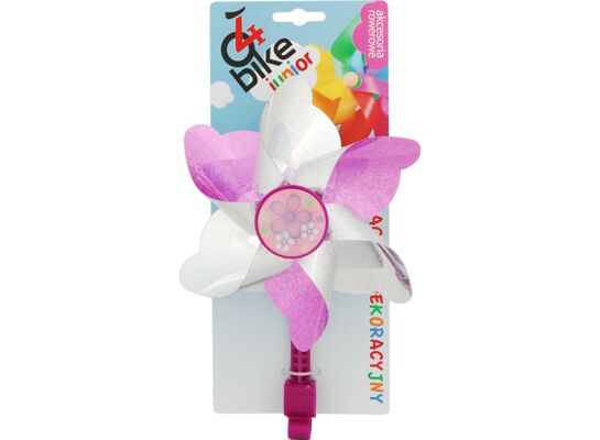 Wiatraczek rowerowy dziecięcy fiolet, brokat 4bike junior