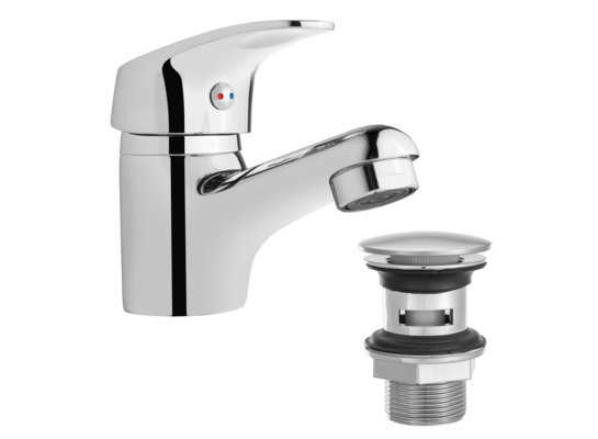 Bateria umywalkowa Ava New chrom z korkiem Invena