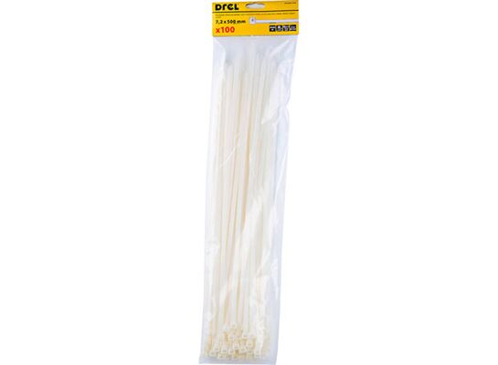 Opaska zaciskowa 7.2 x 500 mm biała nylon 100 szt. Drel